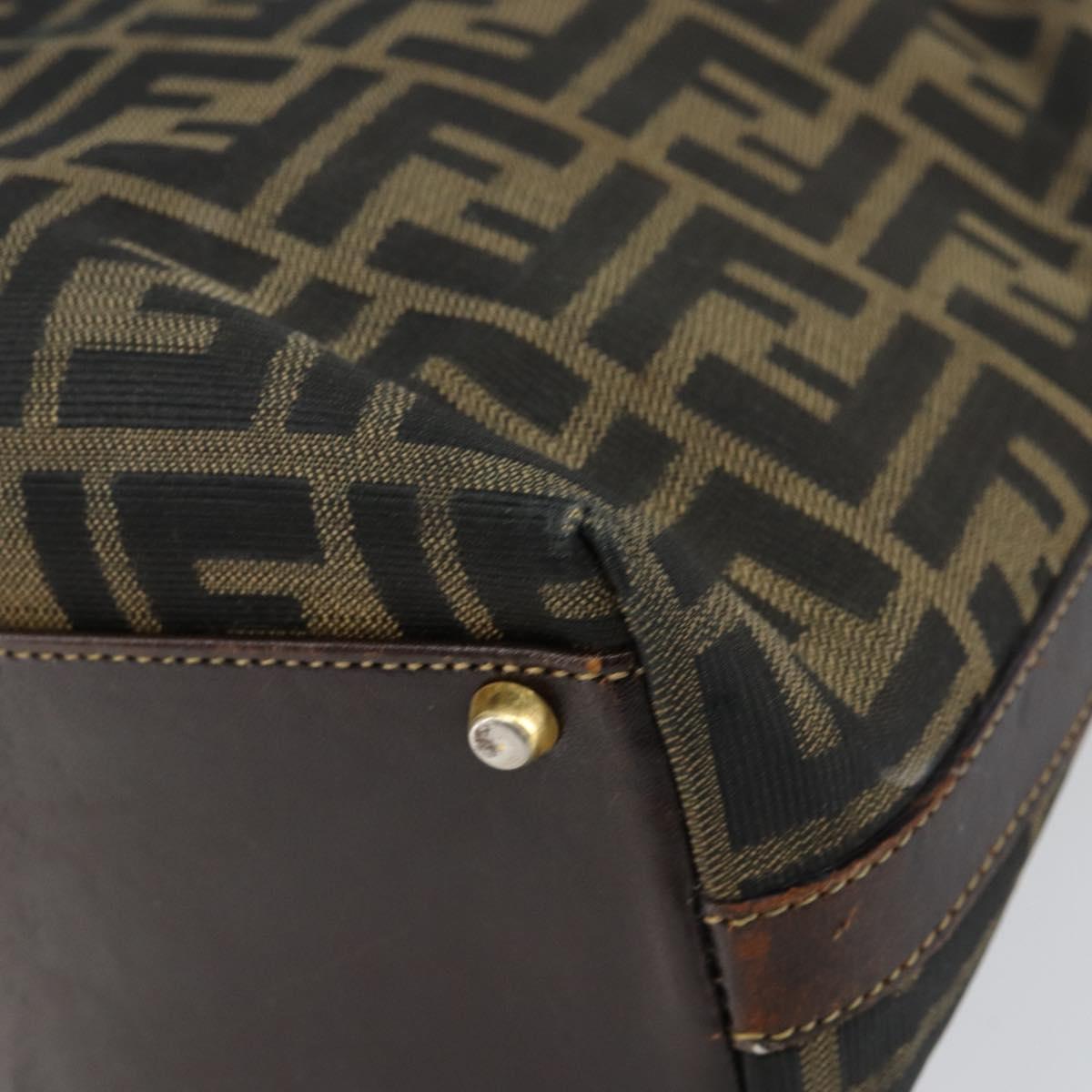 FENDI Zucca Canvas Hand Bag Black Brown Auth 148627