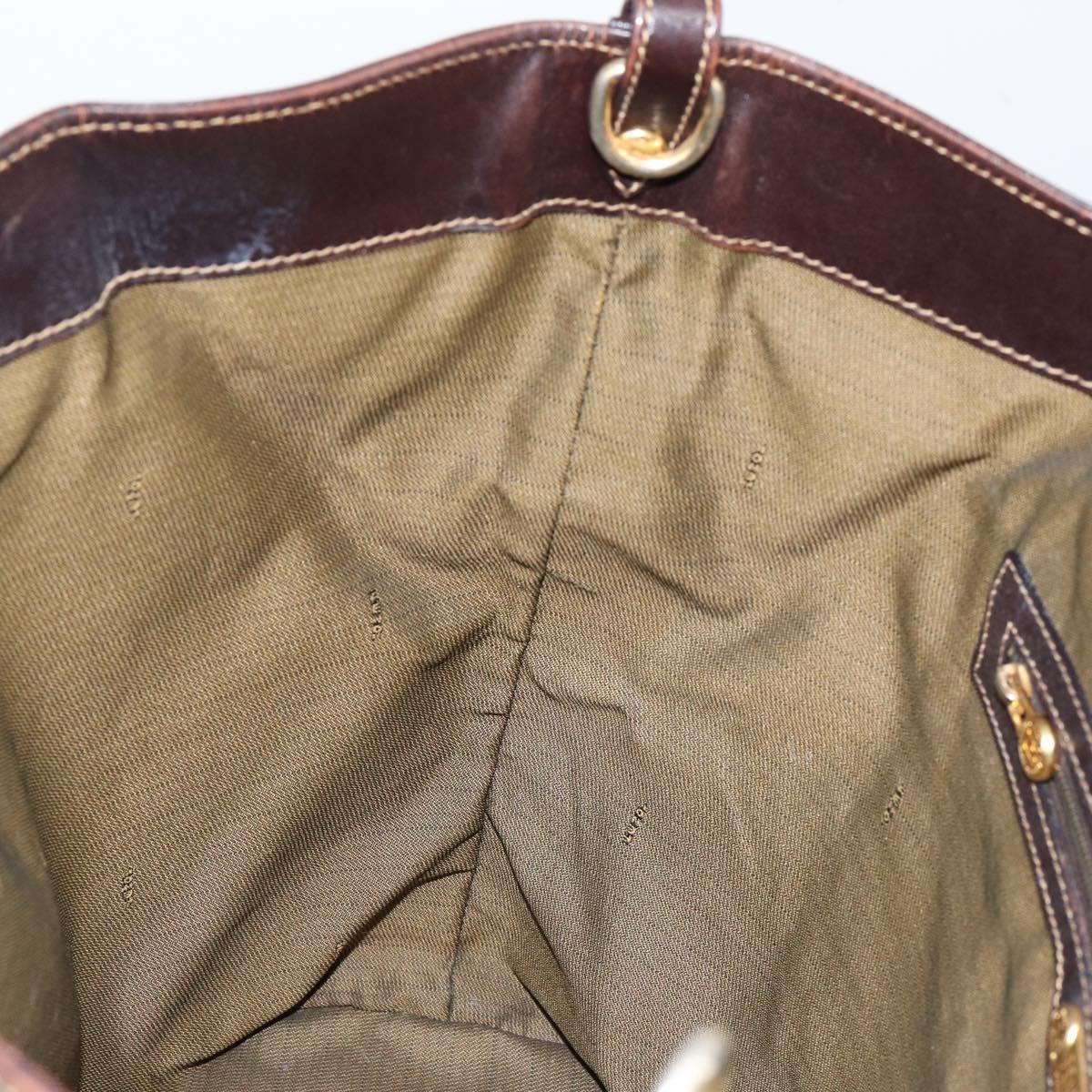 FENDI Zucca Canvas Hand Bag Black Brown Auth 148627