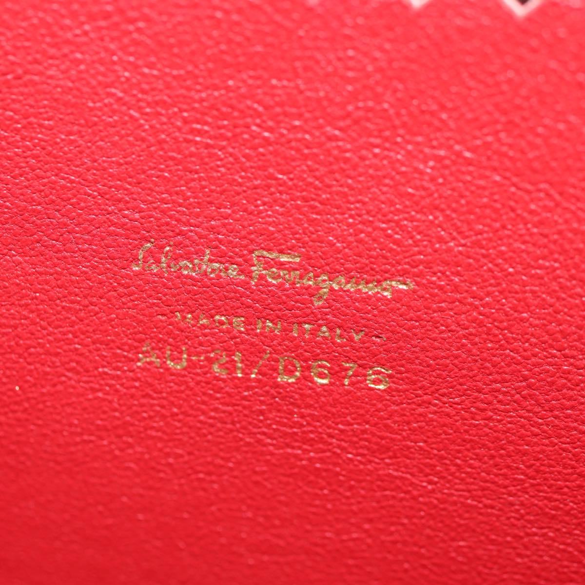 Salvatore Ferragamo Chain Shoulder Bag Leather Red Gold Auth 148629V