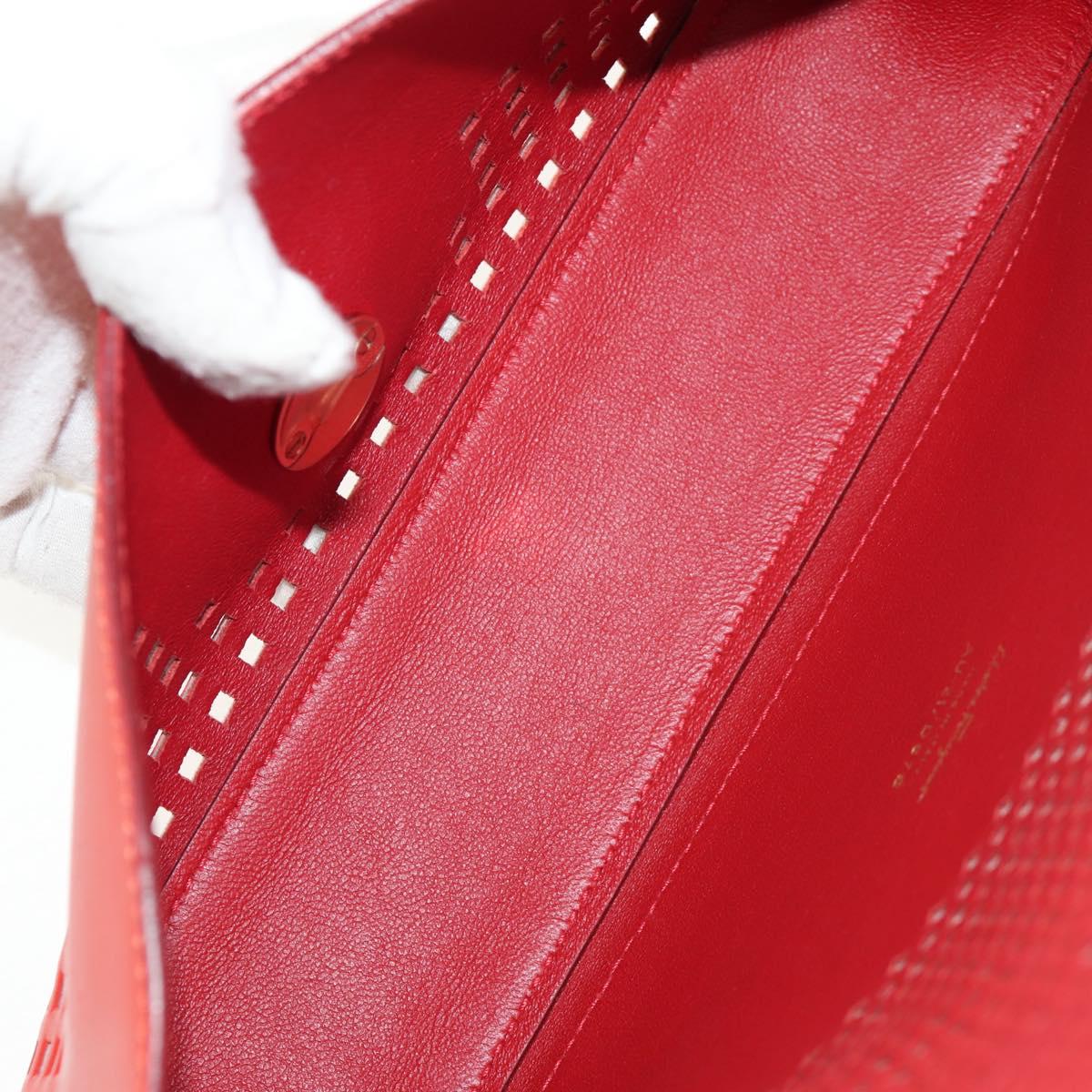 Salvatore Ferragamo Chain Shoulder Bag Leather Red Gold Auth 148629V