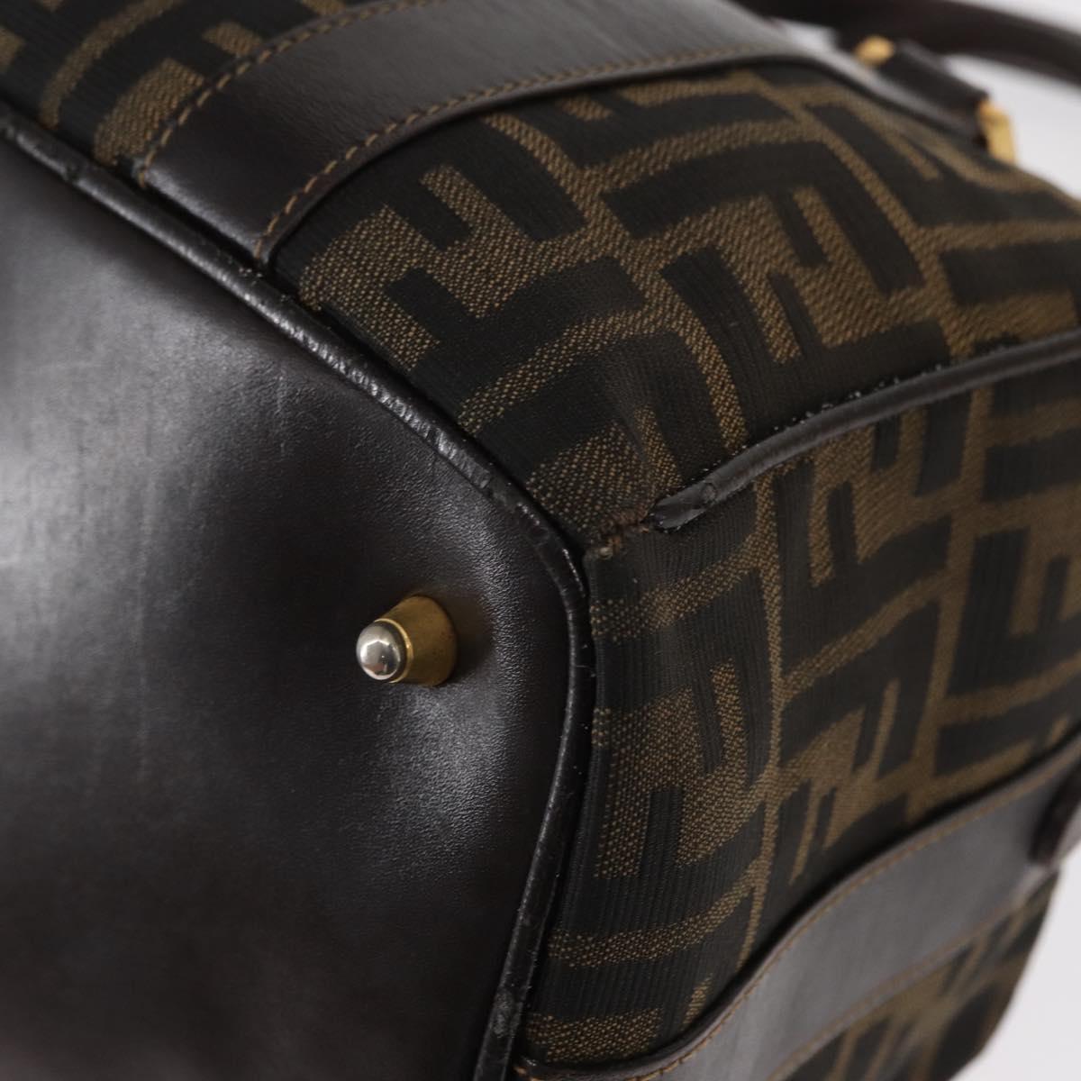 FENDI Zucca Canvas Hand Bag Black Brown Auth 148630