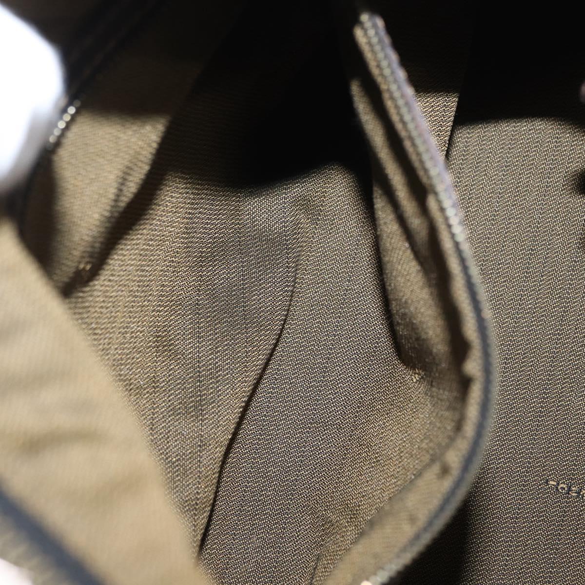 FENDI Zucca Canvas Hand Bag Black Brown Auth 148630