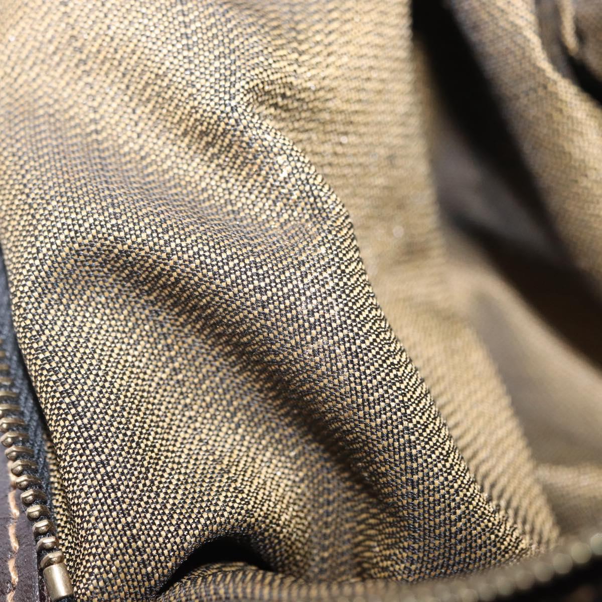 FENDI Zucca Canvas Hand Bag Black Brown Auth 148630