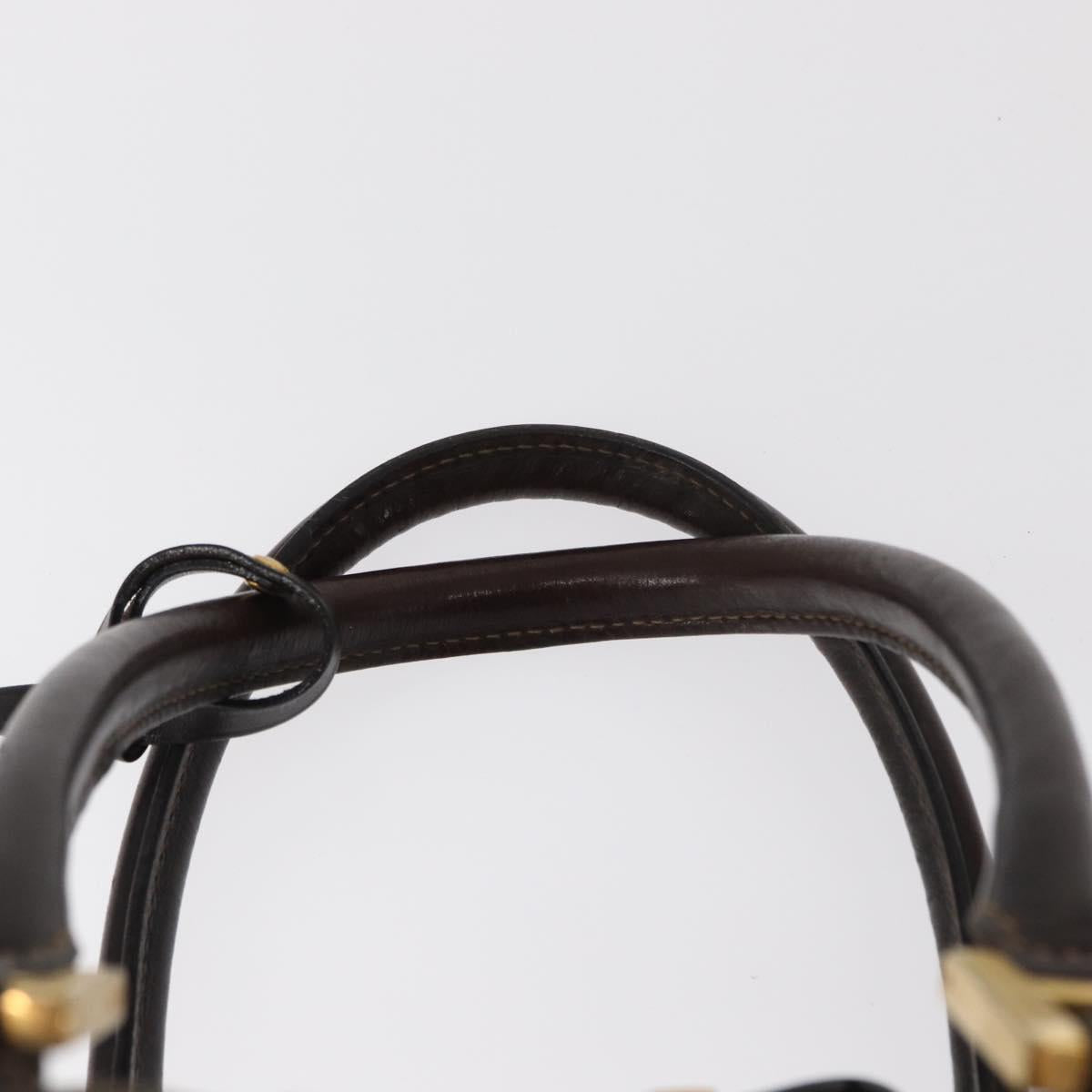 FENDI Zucca Canvas Hand Bag Black Brown Auth 148630