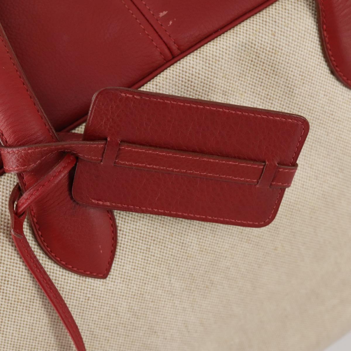 HERMES Victoria 50 Boston Bag Canvas Beige Gold Auth 148631