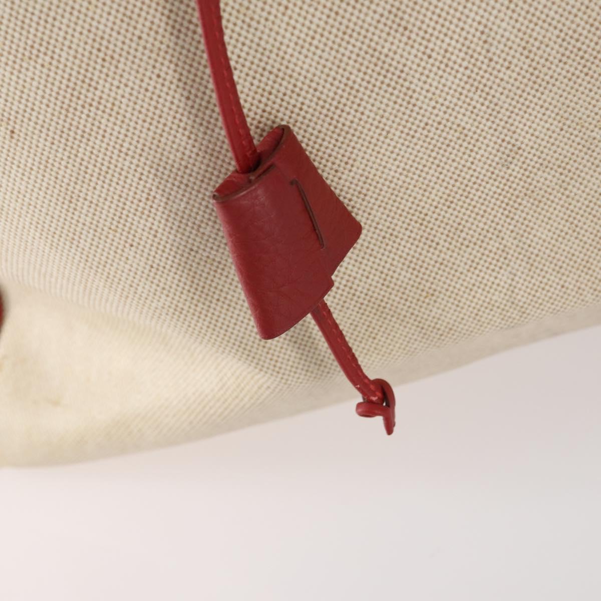 HERMES Victoria 50 Boston Bag Canvas Beige Gold Auth 148631