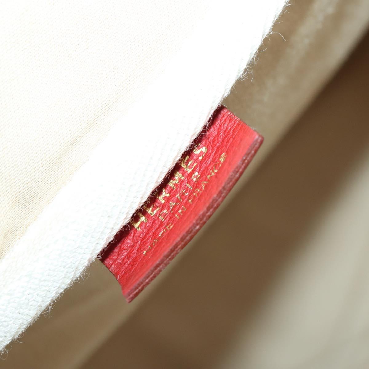 HERMES Victoria 50 Boston Bag Canvas Beige Gold Auth 148631