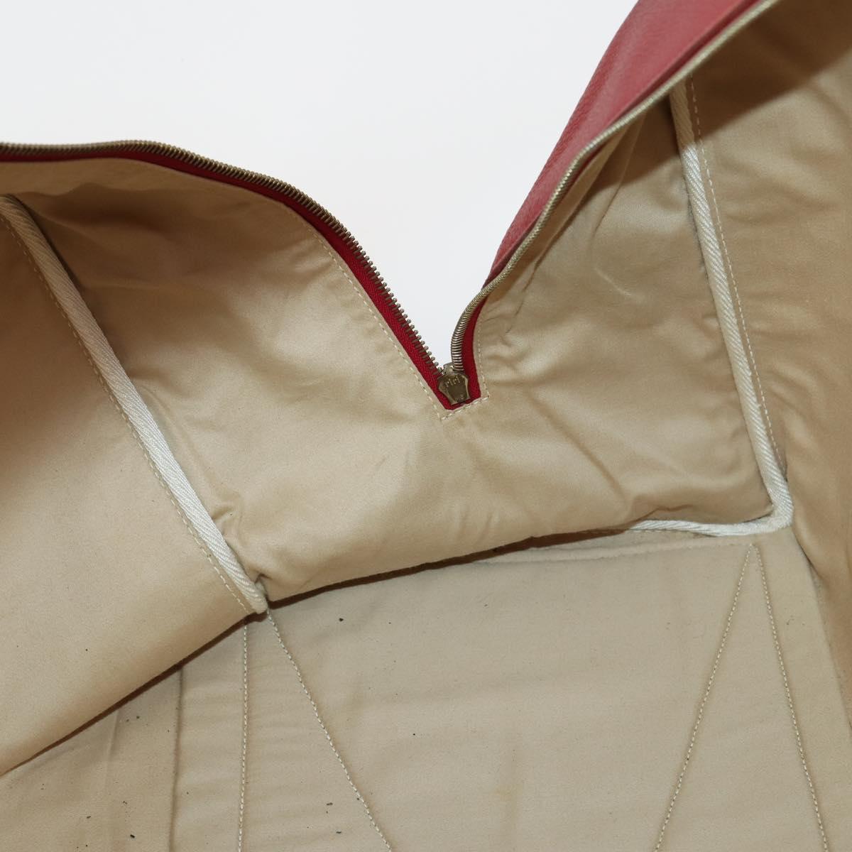 HERMES Victoria 50 Boston Bag Canvas Beige Gold Auth 148631