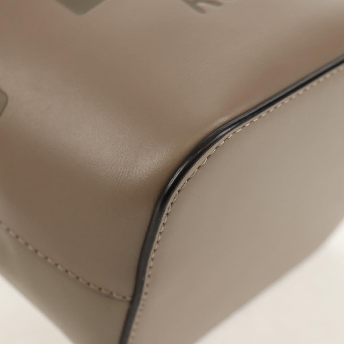 FENDI Shoulder Bag Leather Gray Gold Auth 148635AM