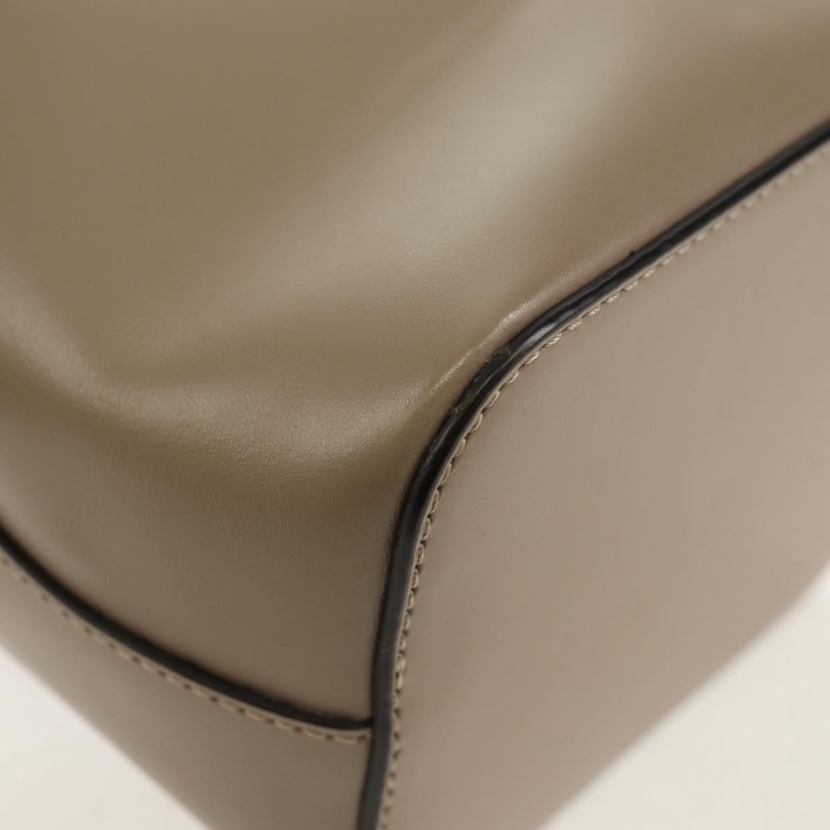 FENDI Shoulder Bag Leather Gray Gold Auth 148635AM