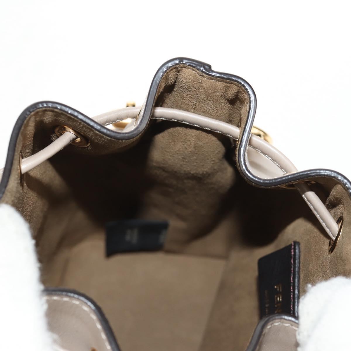 FENDI Shoulder Bag Leather Gray Gold Auth 148635AM