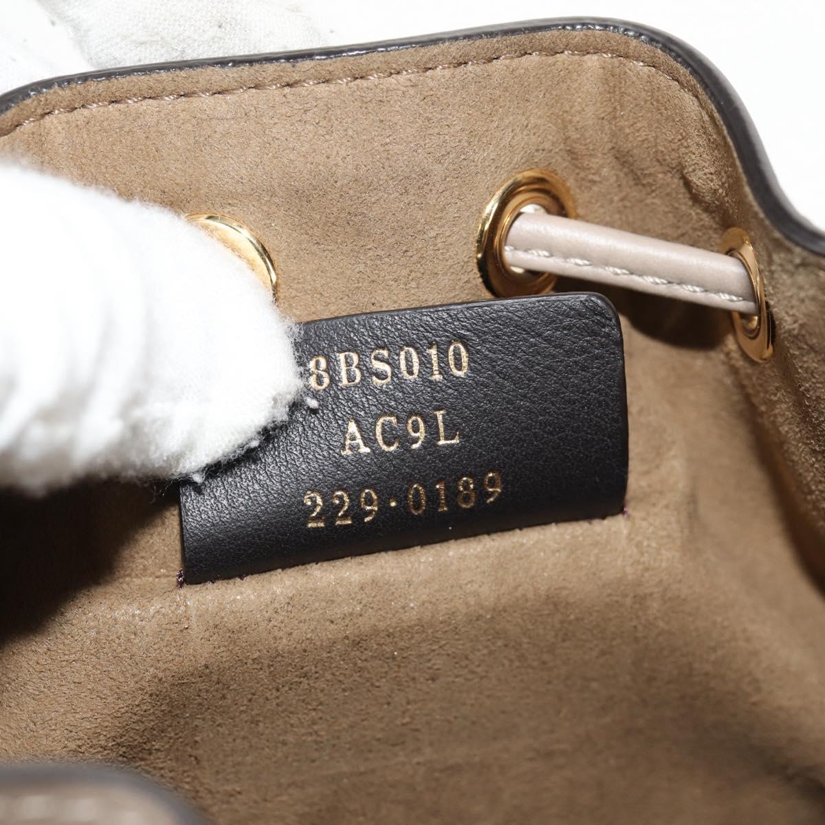 FENDI Shoulder Bag Leather Gray Gold Auth 148635AM