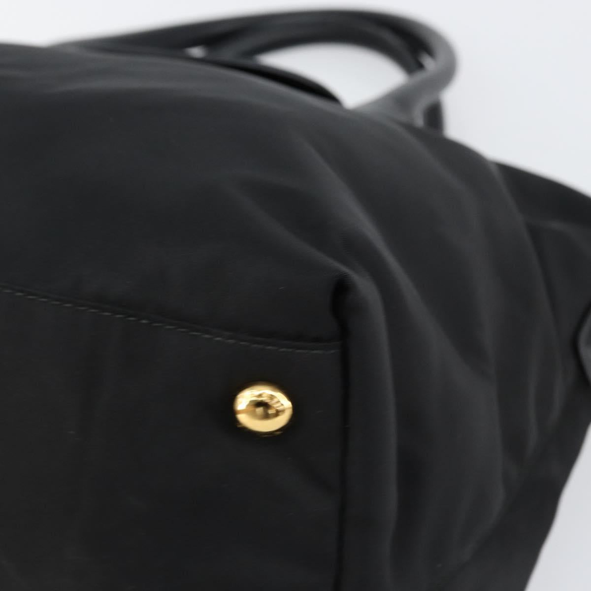 PRADA Hand Bag Nylon Black Gold Auth 148636