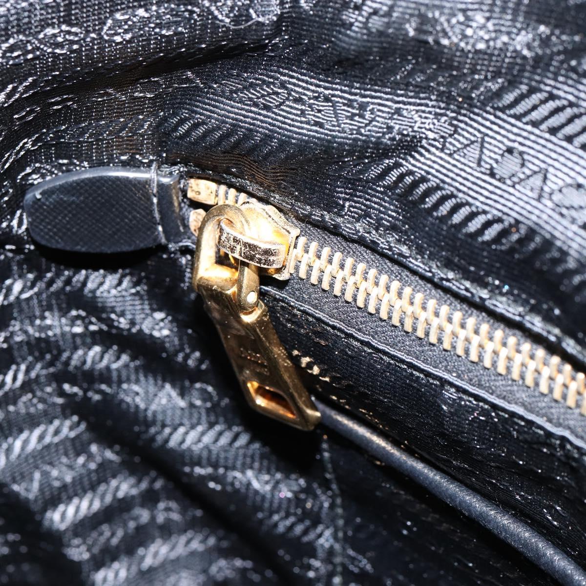 PRADA Hand Bag Nylon Black Gold Auth 148636