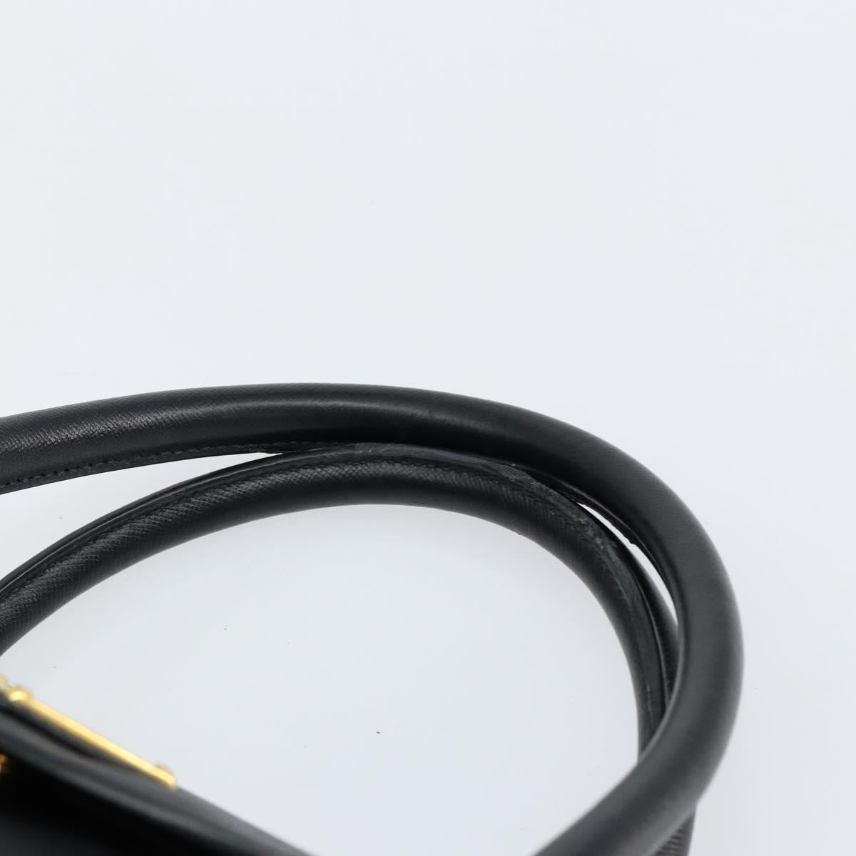 PRADA Hand Bag Nylon Black Gold Auth 148636