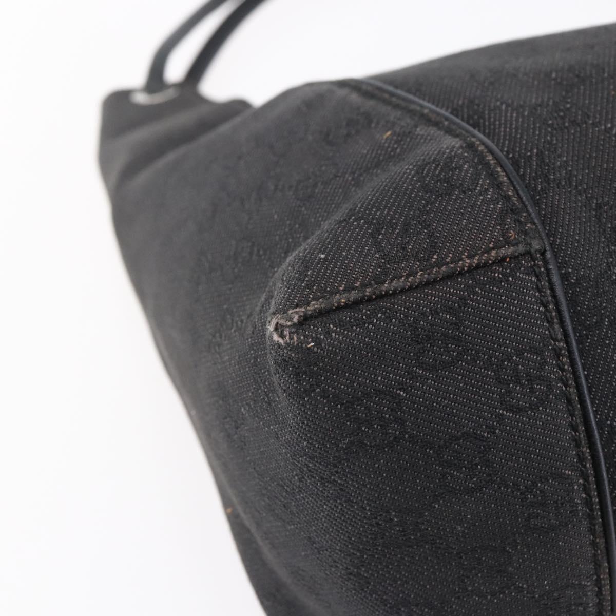 GUCCI GG Canvas Shoulder Bag Black Silver 152281 Auth 148637