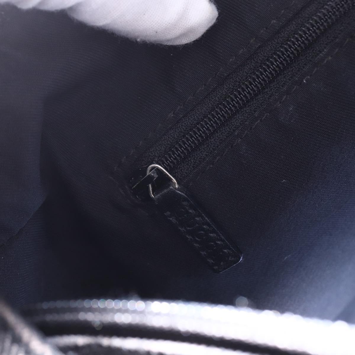 GUCCI GG Canvas Shoulder Bag Black Silver 152281 Auth 148637