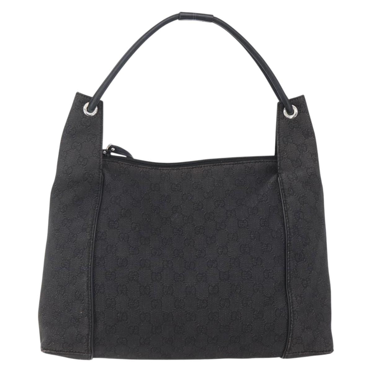 GUCCI GG Canvas Shoulder Bag Black Silver 152281 Auth 148637