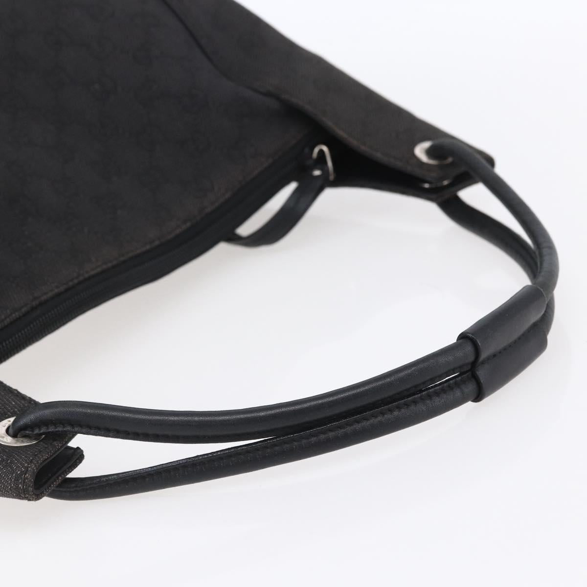 GUCCI GG Canvas Shoulder Bag Black Silver 152281 Auth 148637