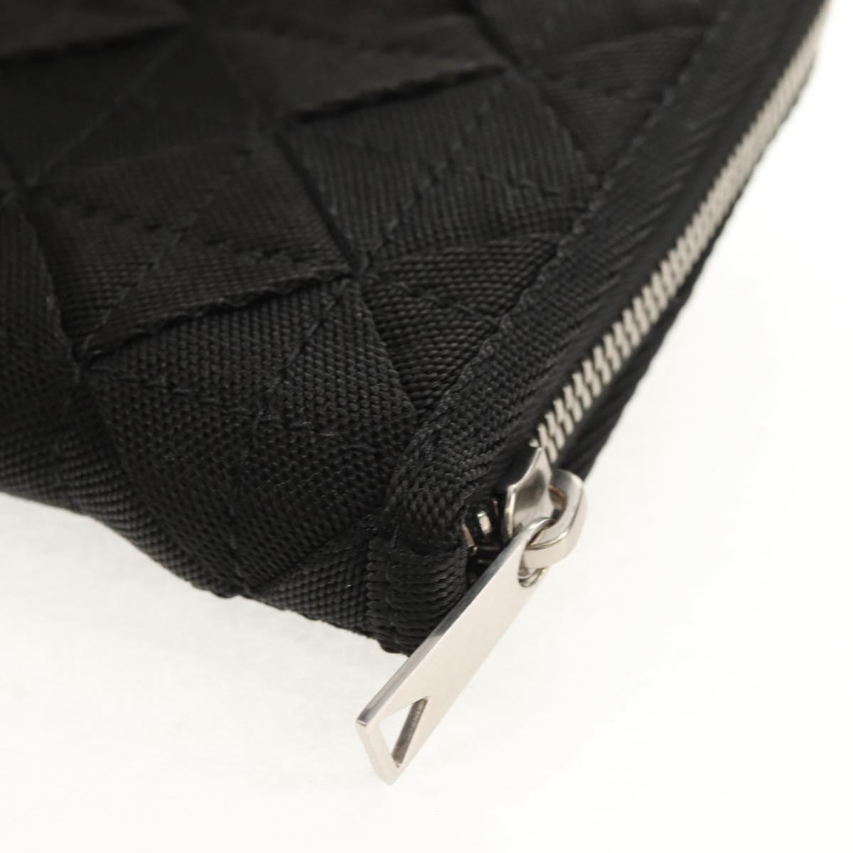 BOTTEGA VENETA Zippy Wallet Nylon Polypropylene Black Silver Auth 148640M
