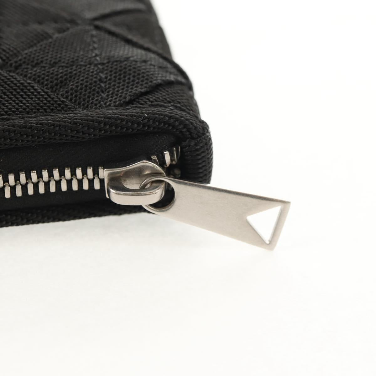 BOTTEGA VENETA Zippy Wallet Nylon Polypropylene Black Silver Auth 148640M