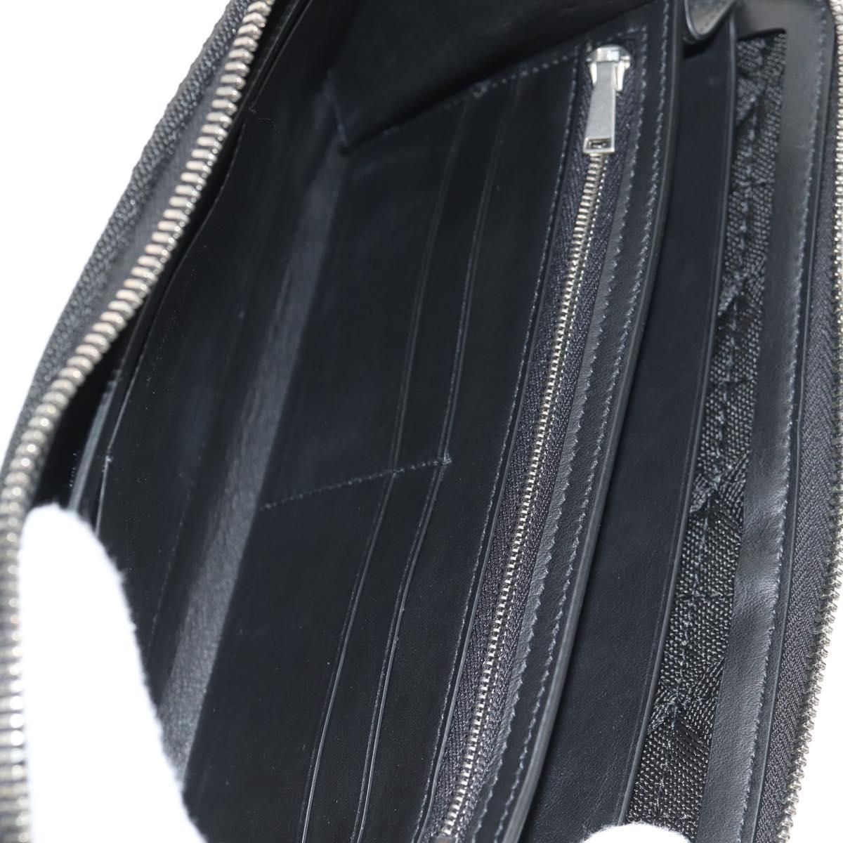 BOTTEGA VENETA Zippy Wallet Nylon Polypropylene Black Silver Auth 148640M