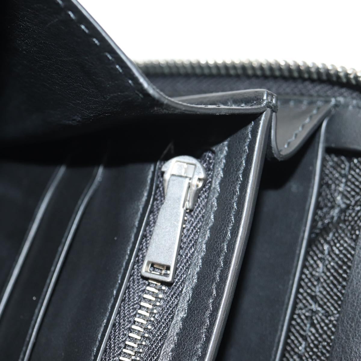 BOTTEGA VENETA Zippy Wallet Nylon Polypropylene Black Silver Auth 148640M