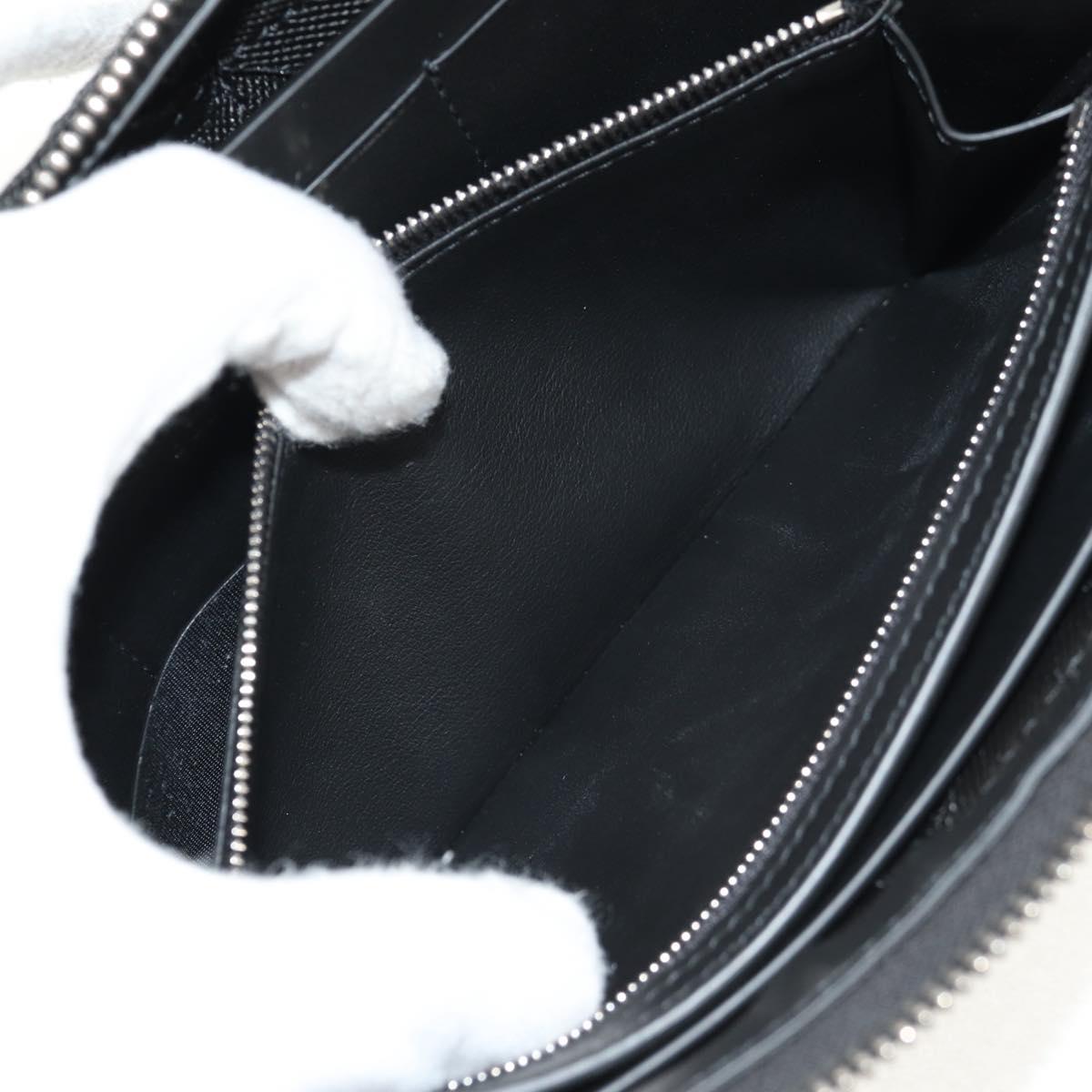 BOTTEGA VENETA Zippy Wallet Nylon Polypropylene Black Silver Auth 148640M