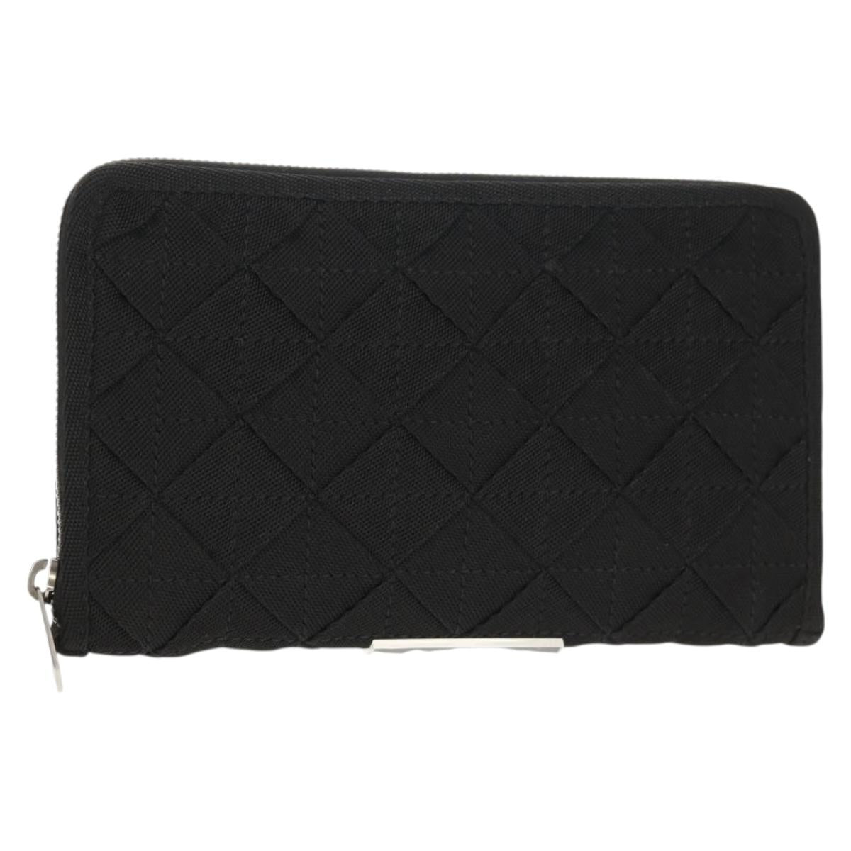 BOTTEGA VENETA Zippy Wallet Nylon Polypropylene Black Silver Auth 148640M