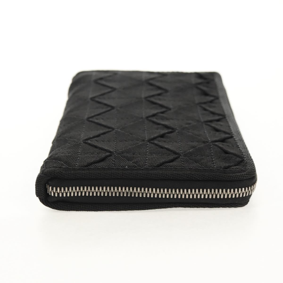 BOTTEGA VENETA Zippy Wallet Nylon Polypropylene Black Silver Auth 148640M