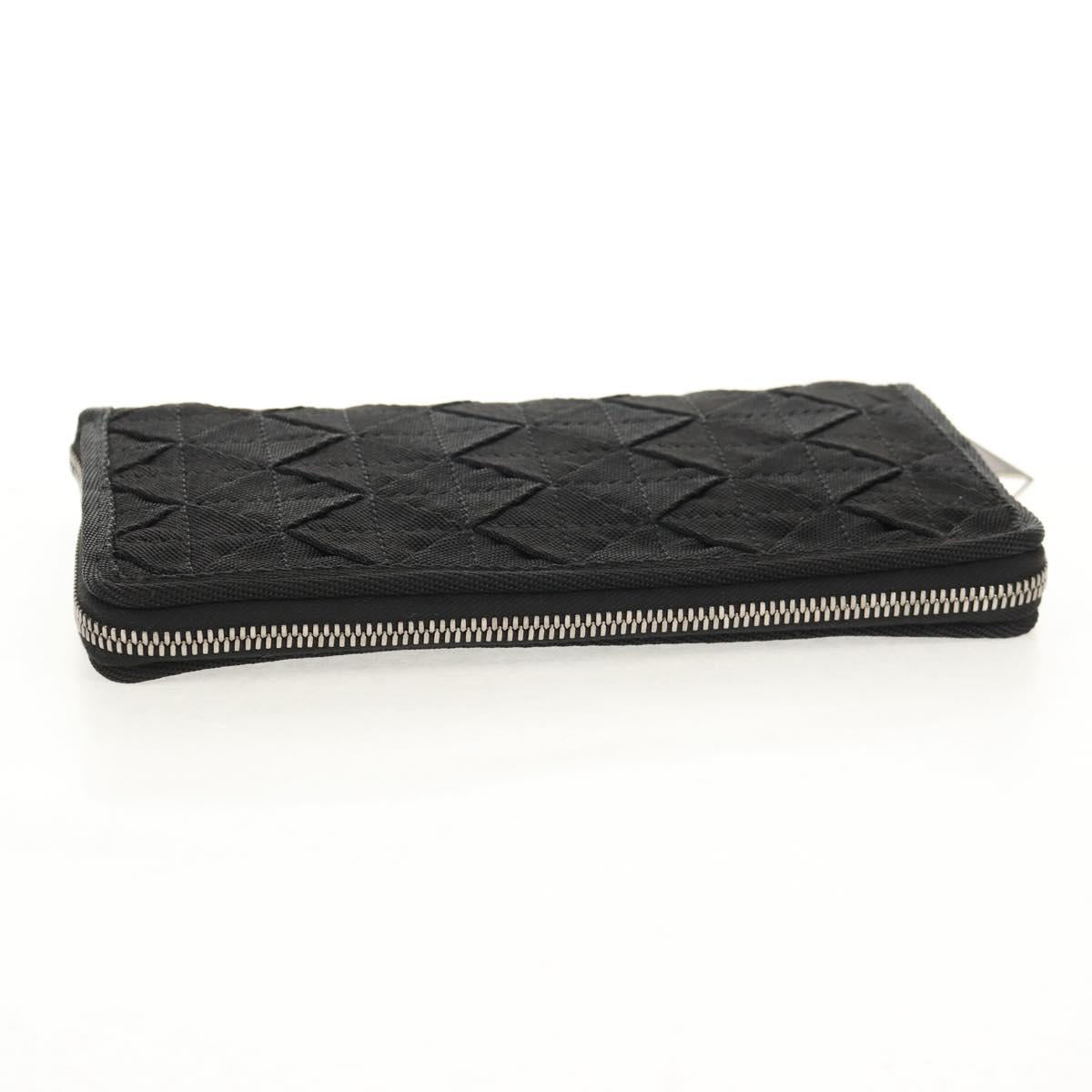 BOTTEGA VENETA Zippy Wallet Nylon Polypropylene Black Silver Auth 148640M