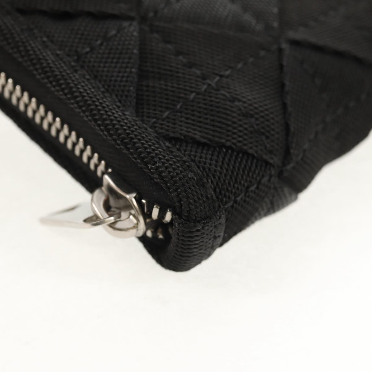 BOTTEGA VENETA Zippy Wallet Nylon Polypropylene Black Silver Auth 148640M