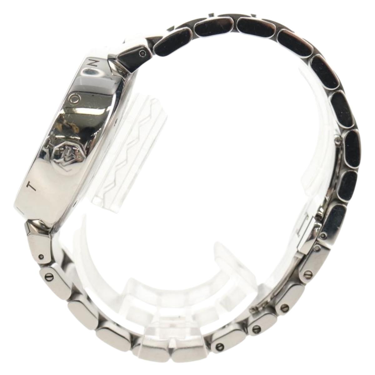 LOUIS VUITTON Tambour Date Watches Stainless Steel Silver Q1111 LV Auth 148644M