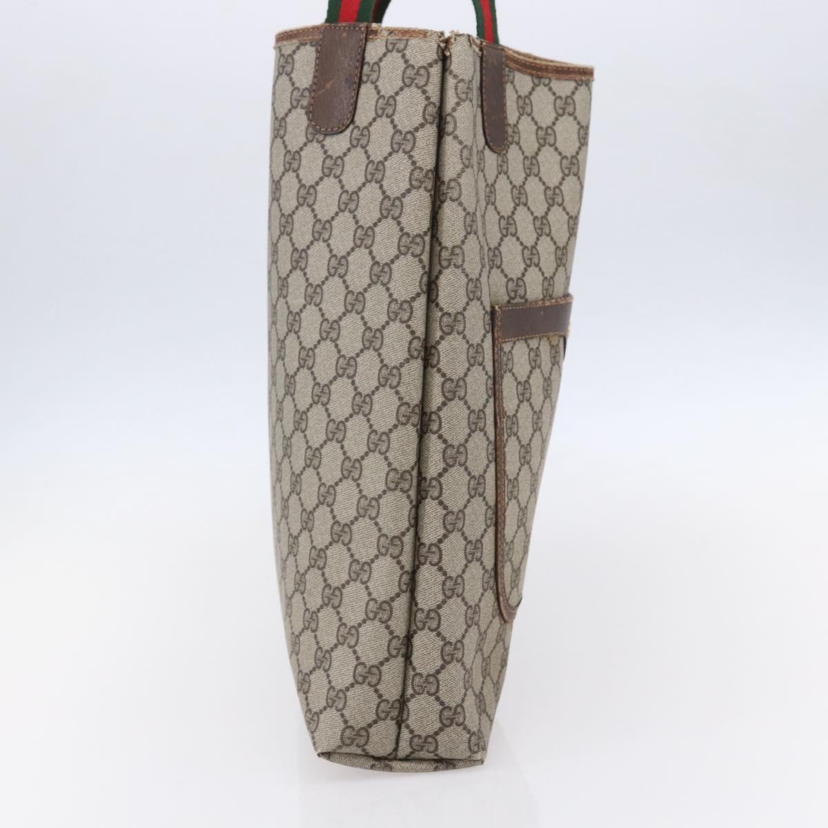 GUCCI GG Supreme Web Sherry Line Tote Bag PVC Beige 39 002 4487 Auth 148647