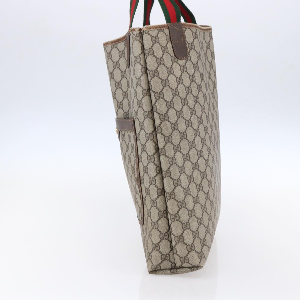 GUCCI GG Supreme Web Sherry Line Tote Bag PVC Beige 39 002 4487 Auth 148647