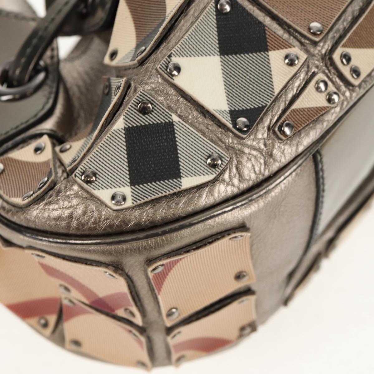 BURBERRY Nova Check Shoulder Bag PVC Beige Auth 148649V