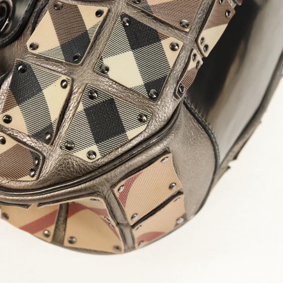 BURBERRY Nova Check Shoulder Bag PVC Beige Auth 148649V