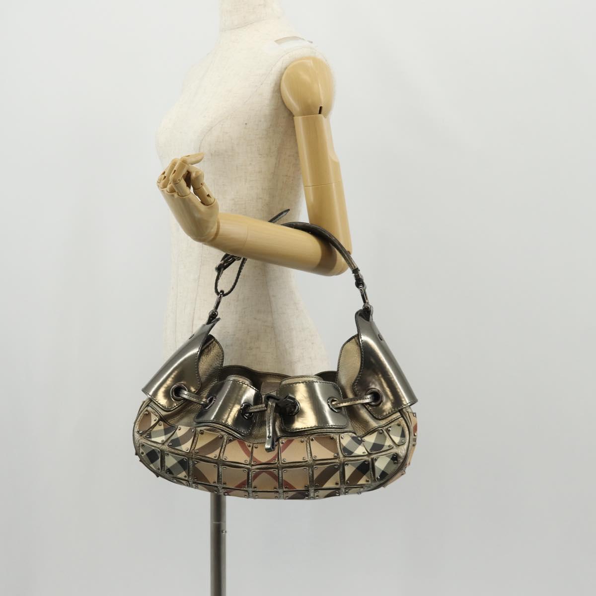 BURBERRY Nova Check Shoulder Bag PVC Beige Auth 148649V