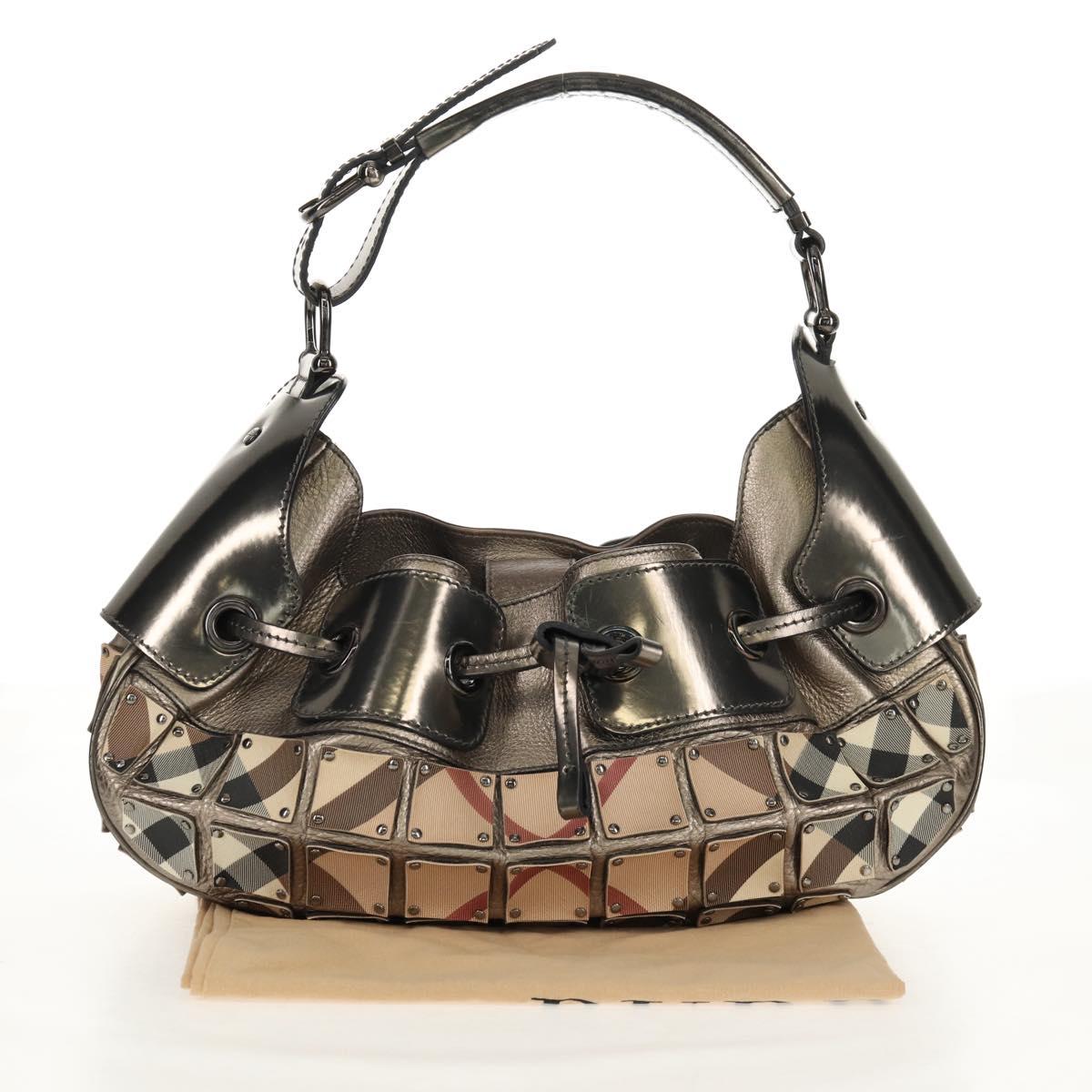 BURBERRY Nova Check Shoulder Bag PVC Beige Auth 148649V