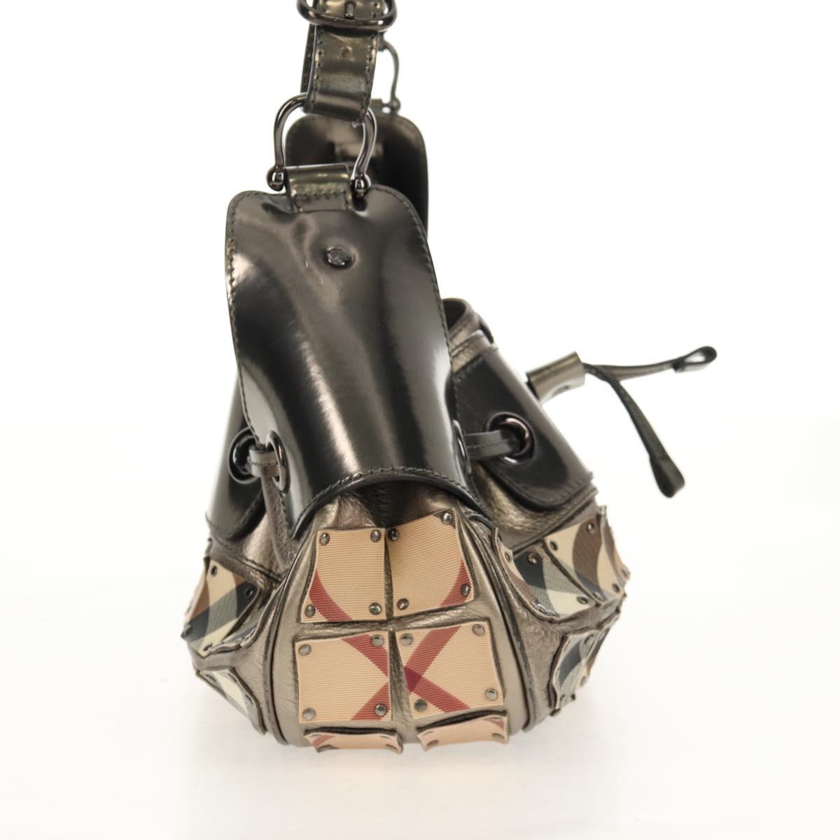 BURBERRY Nova Check Shoulder Bag PVC Beige Auth 148649V