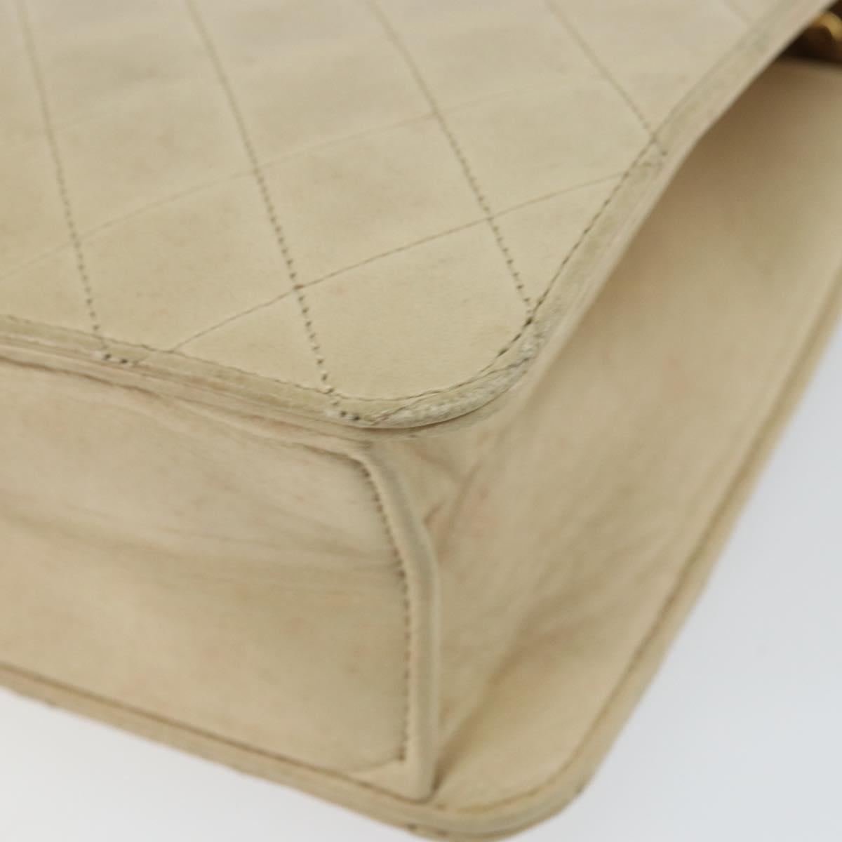 CHANEL Chain Shoulder Bag Lamb Skin Beige Gold CC Auth 148650