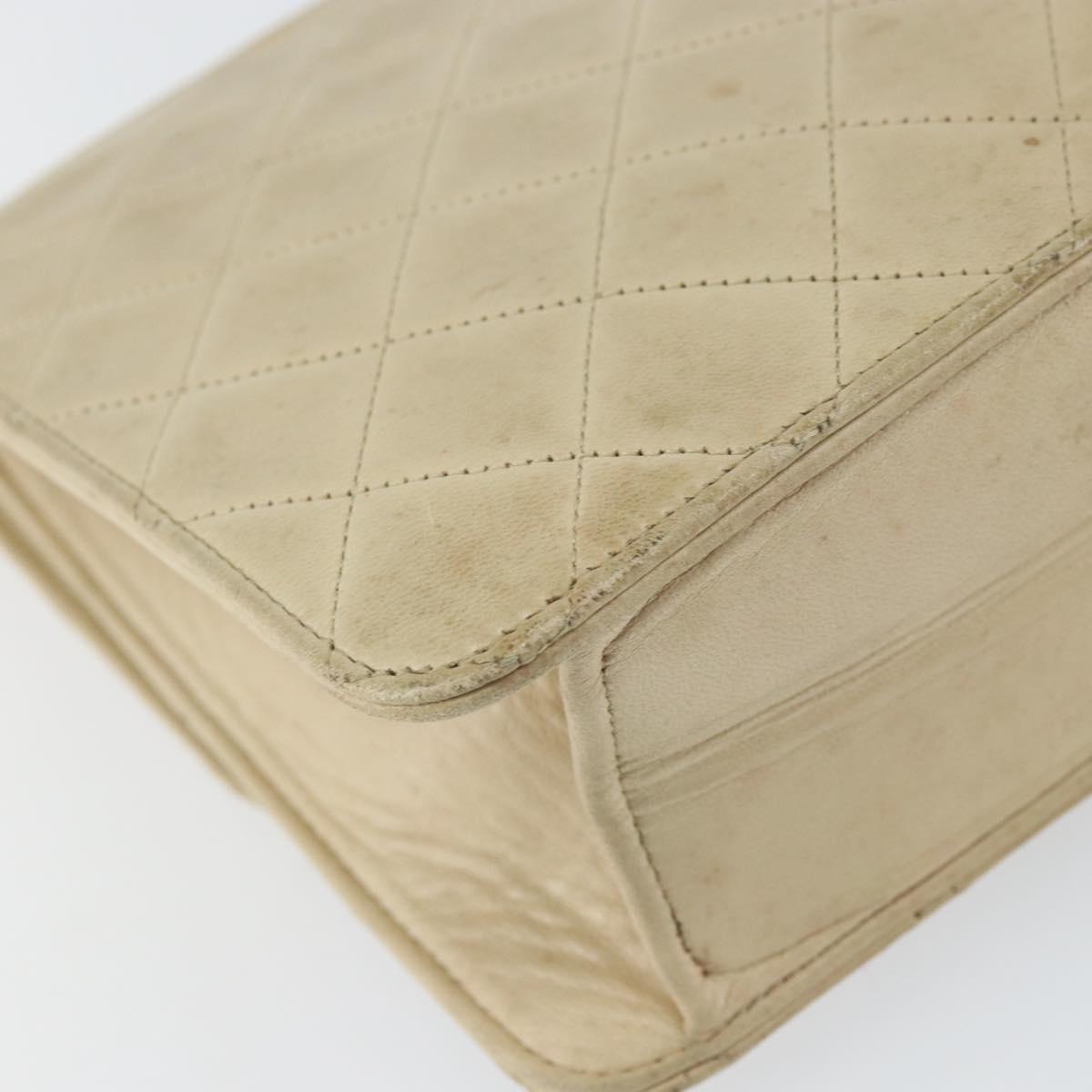 CHANEL Chain Shoulder Bag Lamb Skin Beige Gold CC Auth 148650