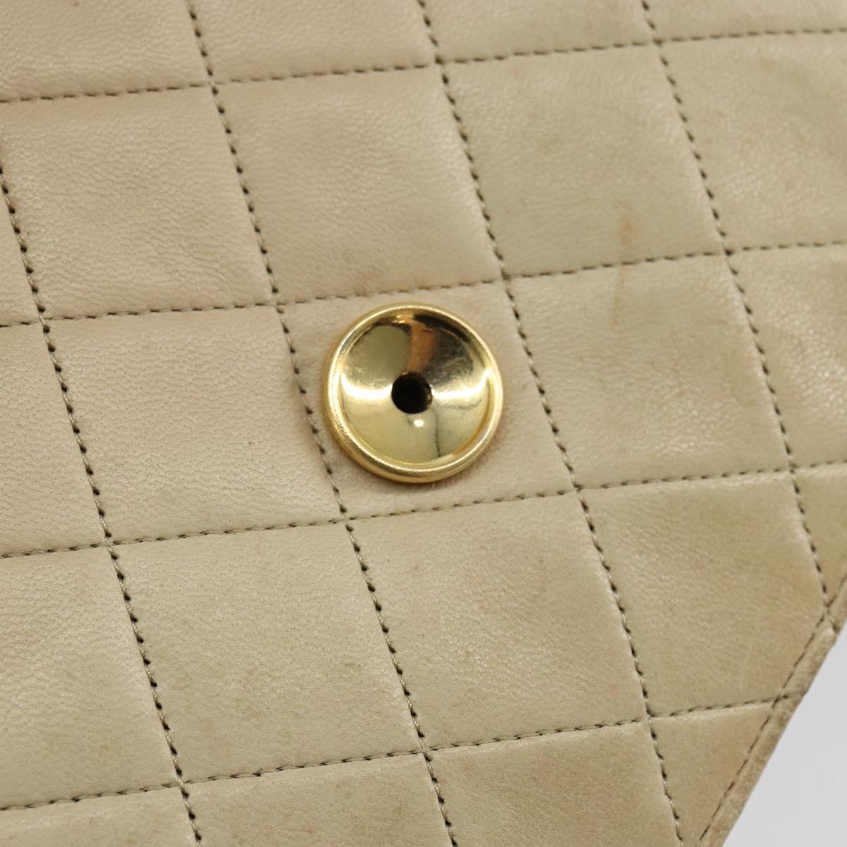 CHANEL Chain Shoulder Bag Lamb Skin Beige Gold CC Auth 148650