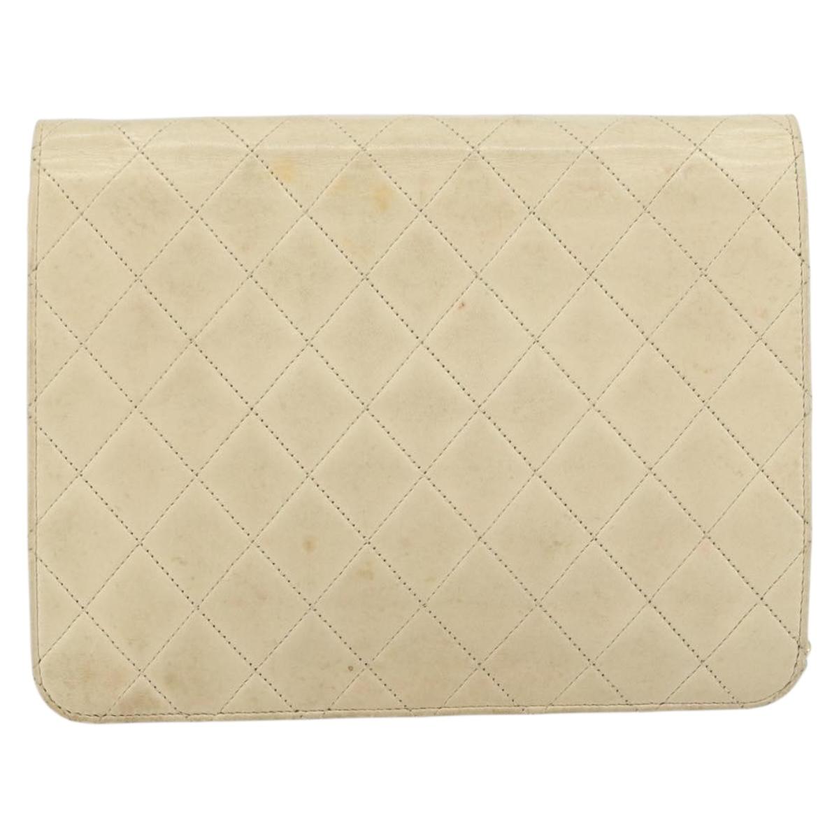 CHANEL Chain Shoulder Bag Lamb Skin Beige Gold CC Auth 148650