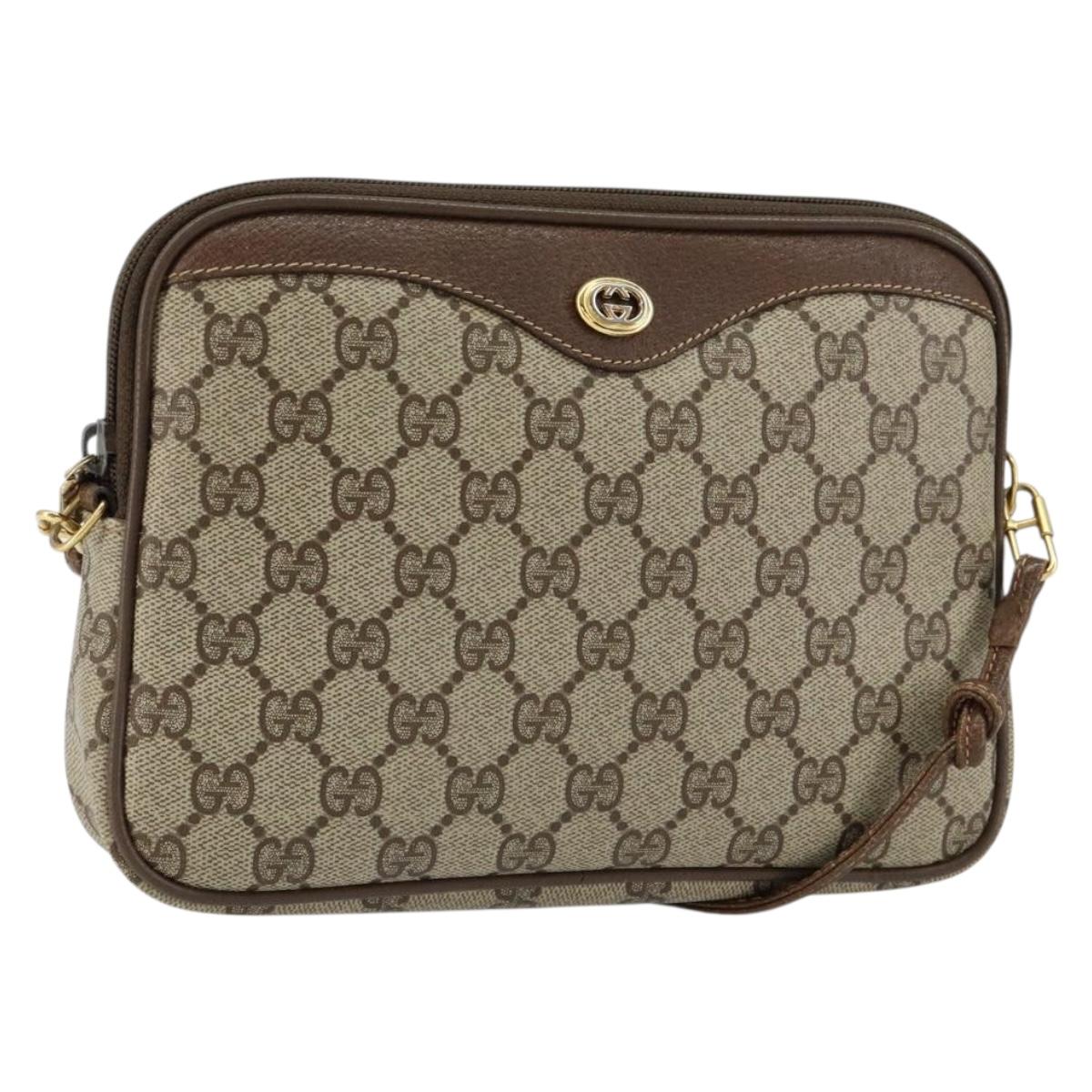 GUCCI GG Supreme Shoulder Bag PVC Beige Gold 97 02 068 Auth 148651