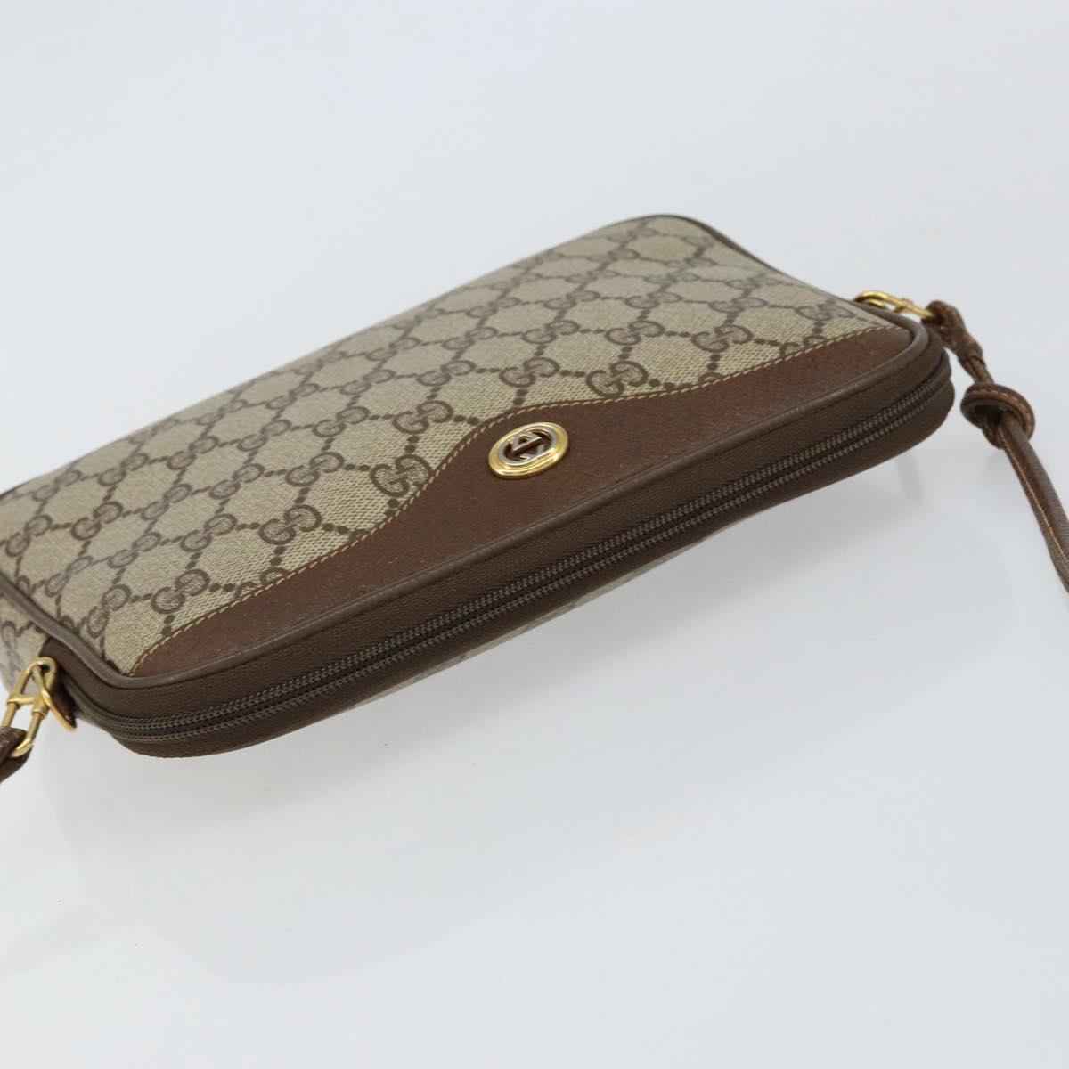 GUCCI GG Supreme Shoulder Bag PVC Beige Gold 97 02 068 Auth 148651