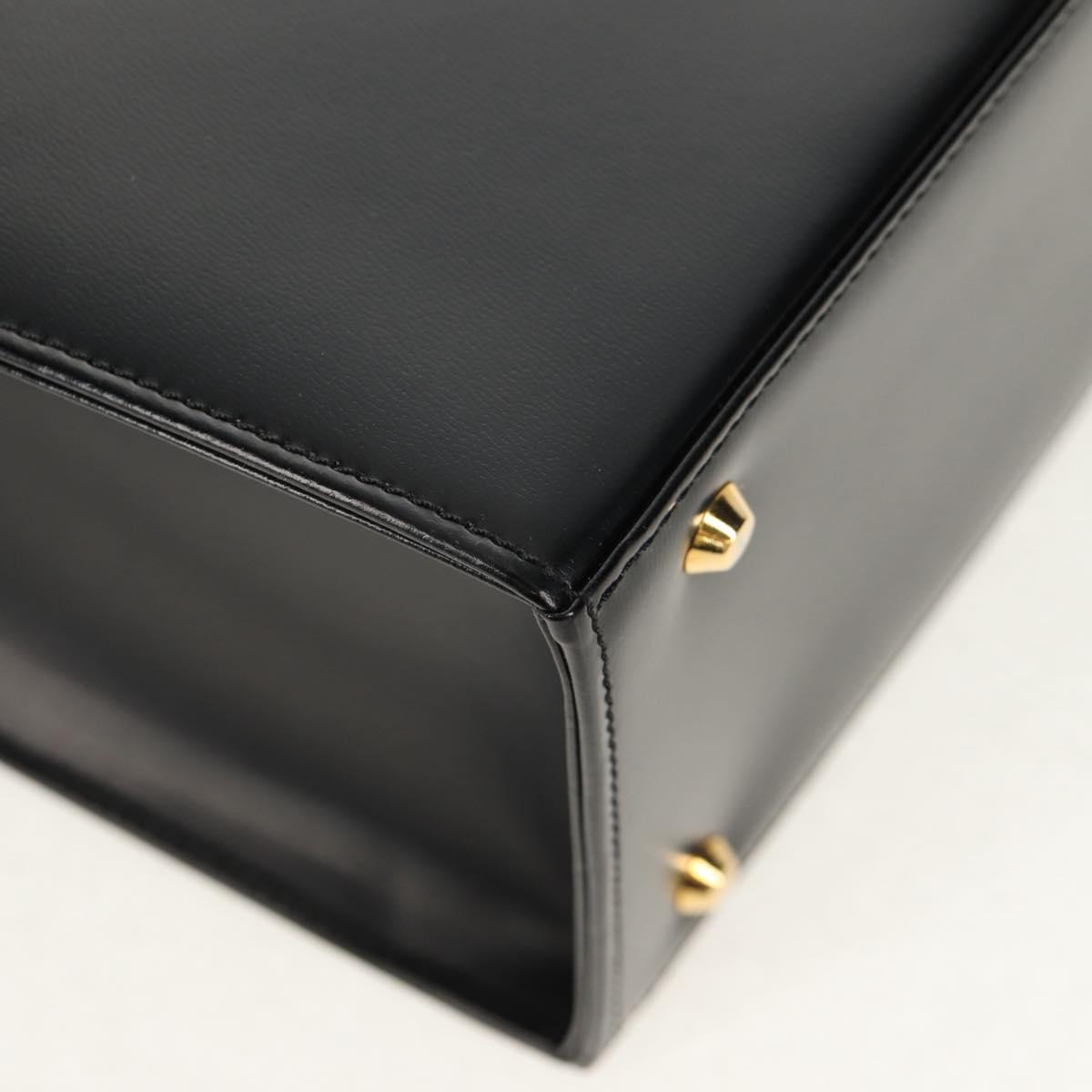 SAINT LAURENT Hand Bag Leather Gold Black Auth 148653V