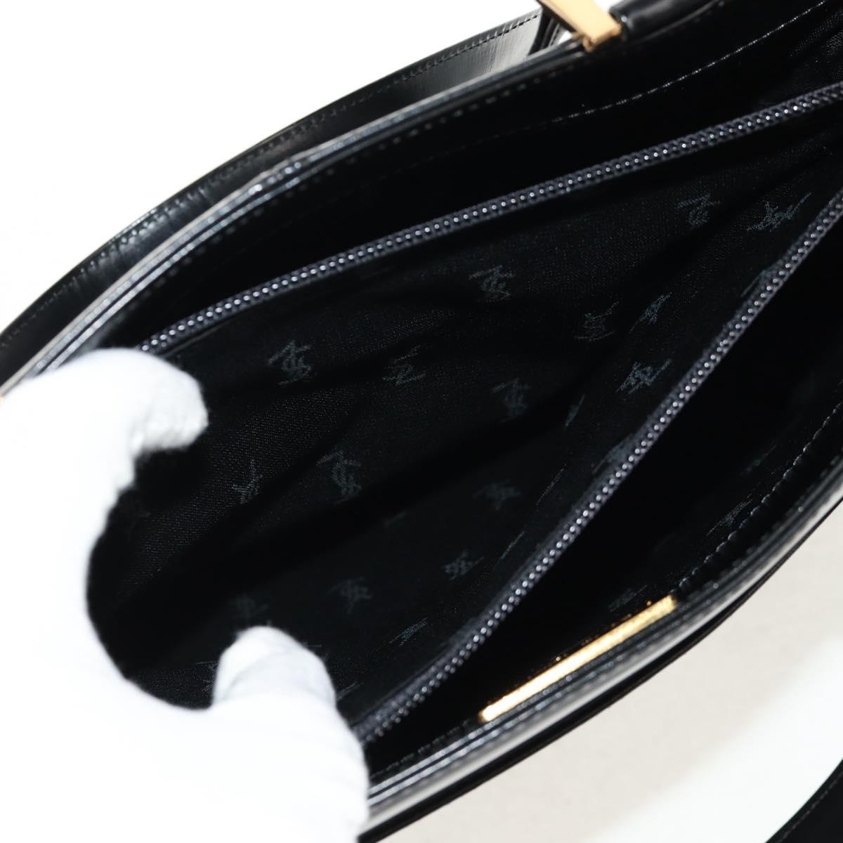 SAINT LAURENT Hand Bag Leather Gold Black Auth 148653V
