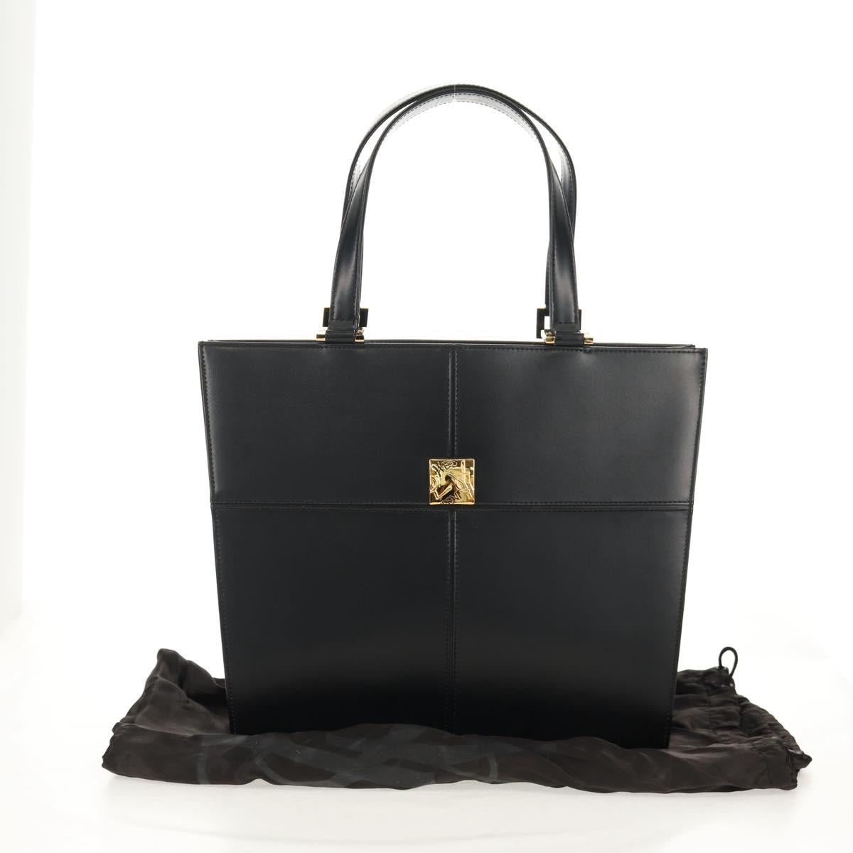 SAINT LAURENT Hand Bag Leather Gold Black Auth 148653V