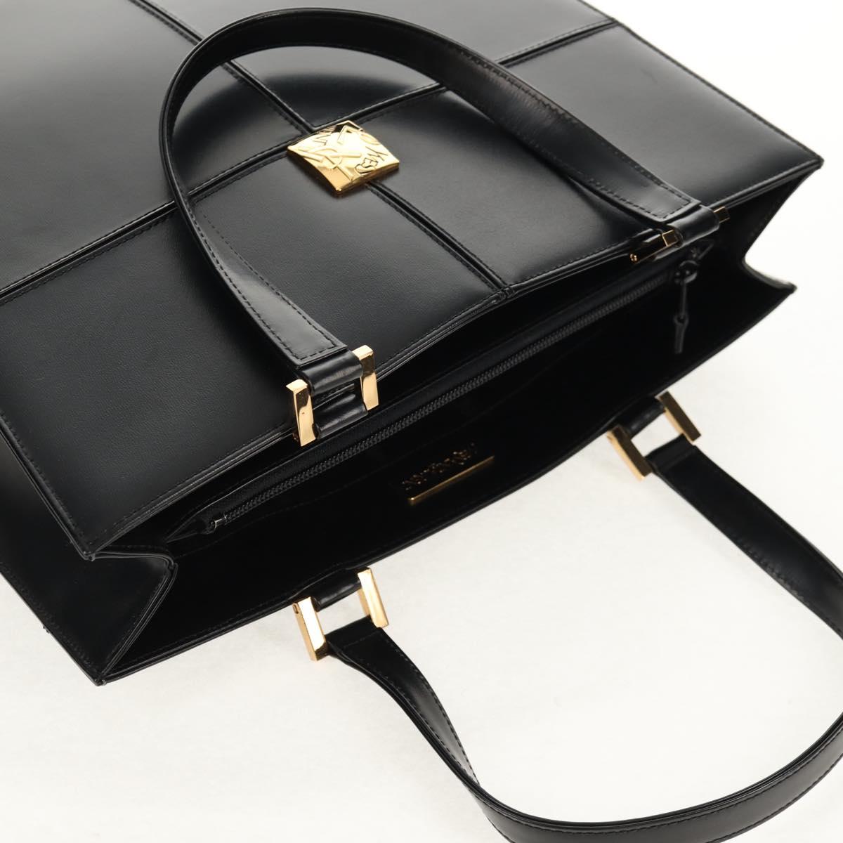 SAINT LAURENT Hand Bag Leather Gold Black Auth 148653V